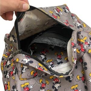 Disney Vans Mickey Mouse Old Skool Backpack Multiple Mickeys on Grey Background
